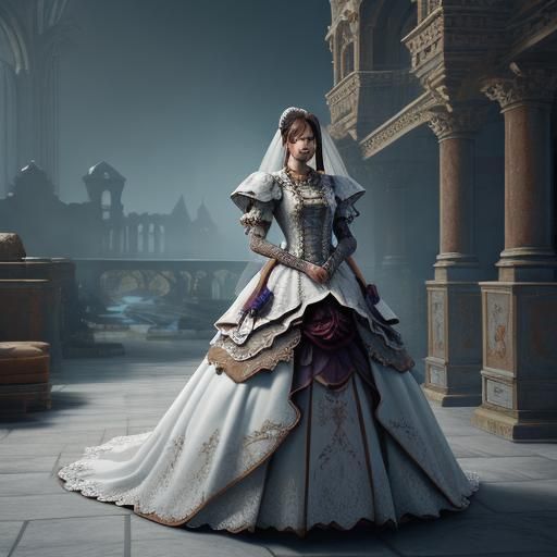 Toilet Paper Wedding Dress: Detailed Digital Art