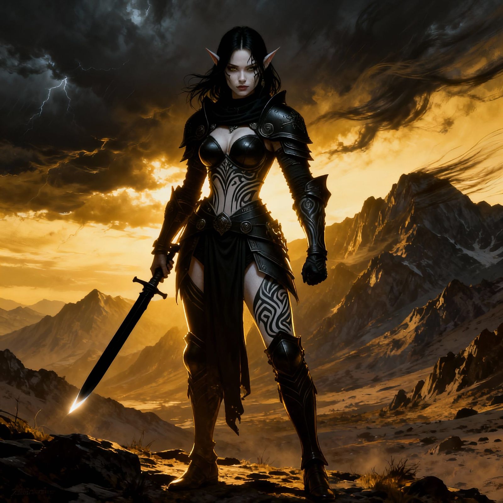 Albino Elf Warrior in Dark Fantasy Concept Art