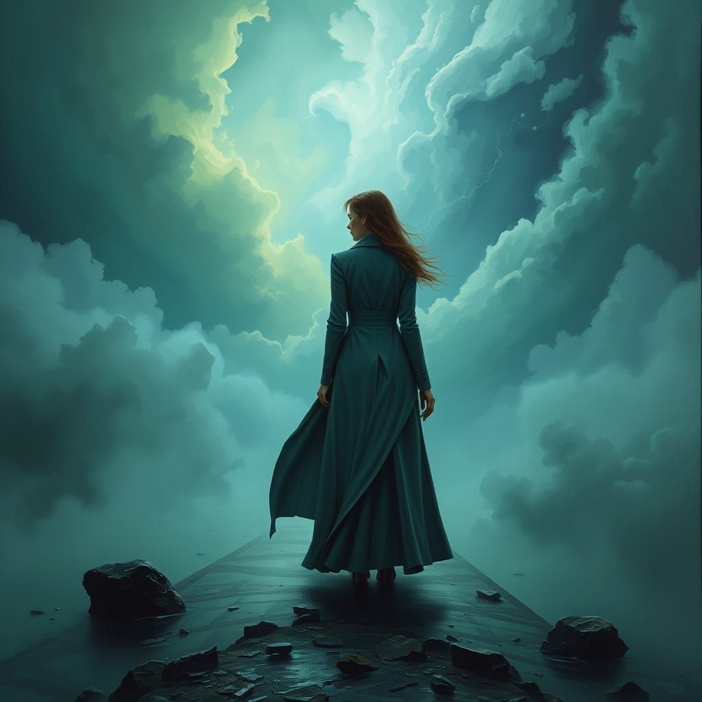 Woman in Storm: Futuristic Cyberpunk Art