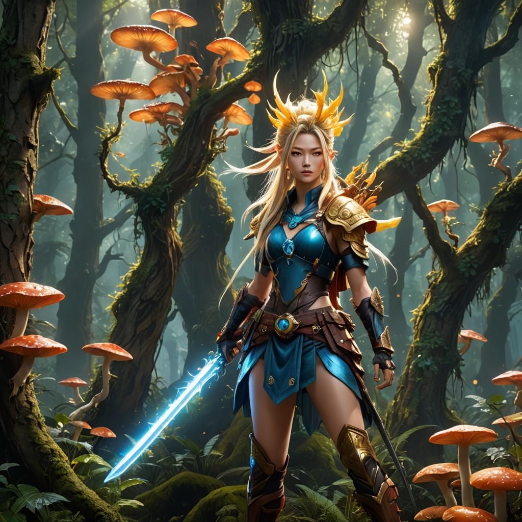 A realistic digital painting of Rikku from Final Fantasy