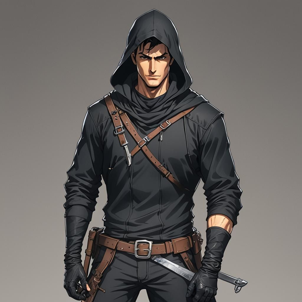Ash Williams: Medieval Thief in Anime Style