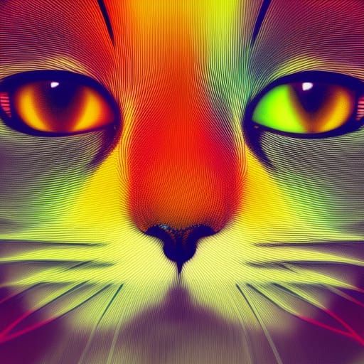 Lolcat Pop Art in Bauhaus Geometric Style
