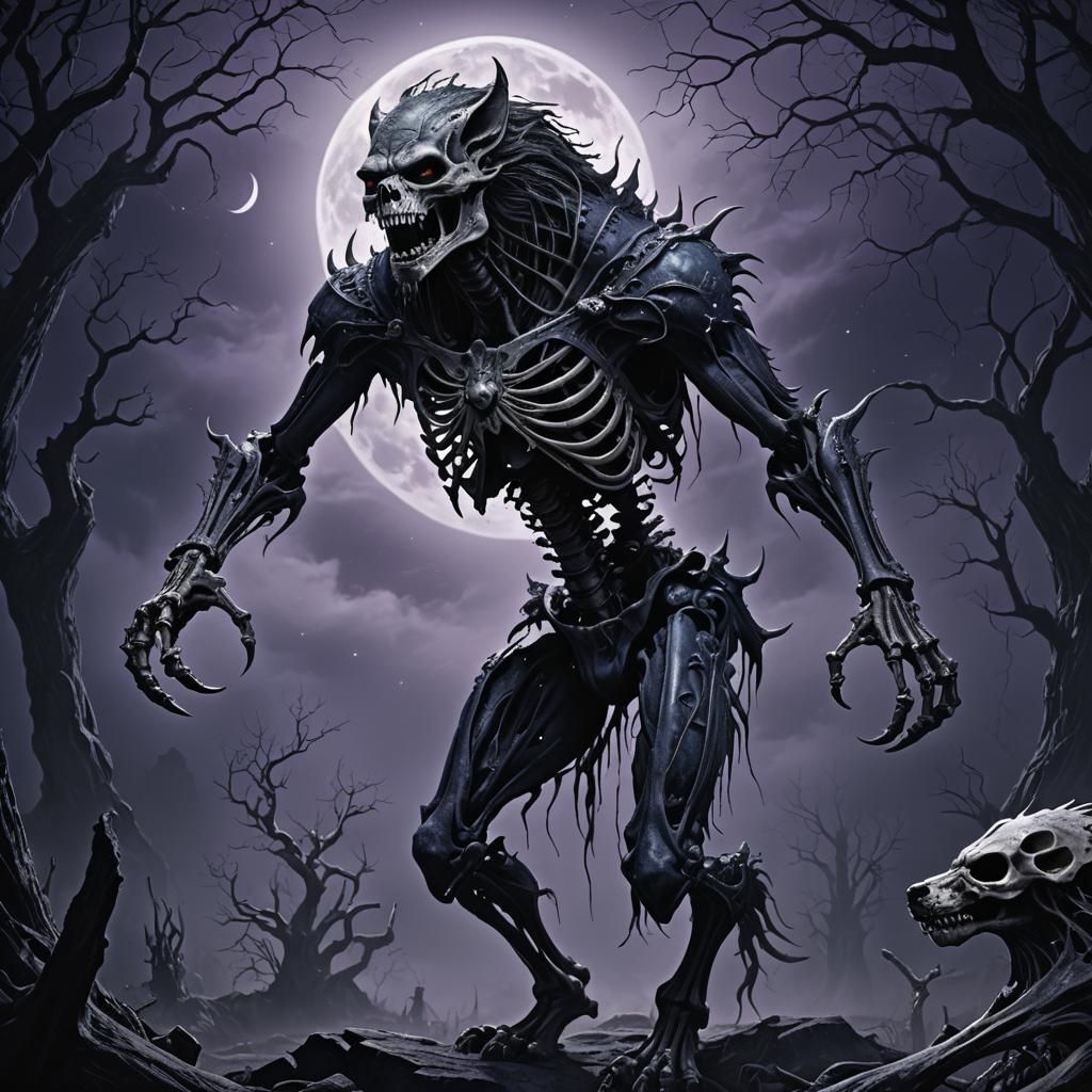 Lycan Transformation into Skeleton Under Black Moon