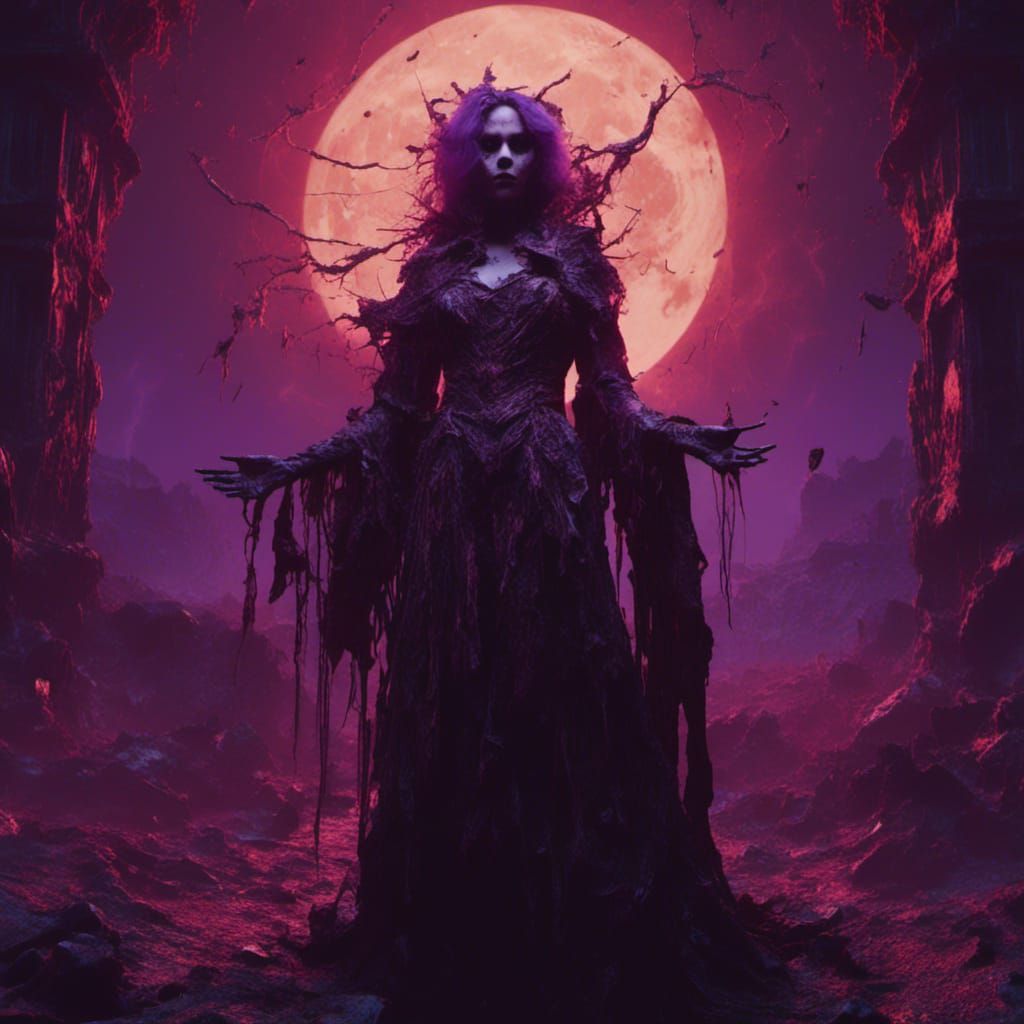 Celestial Witch in Macabre Art Nouveau Style