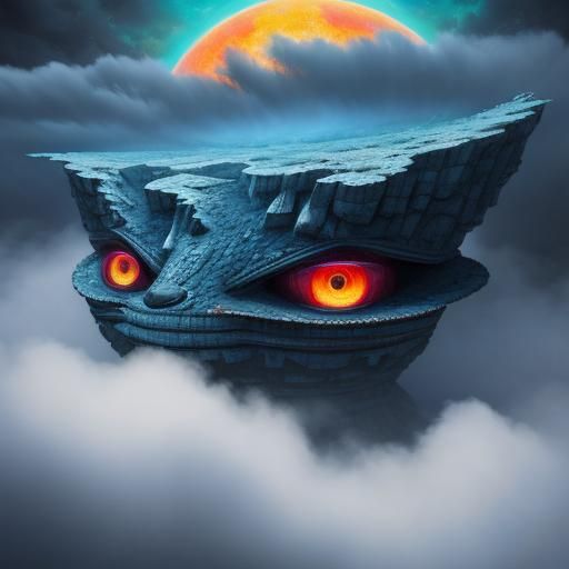 Surreal Alien Emerges from Dreamlike Clouds