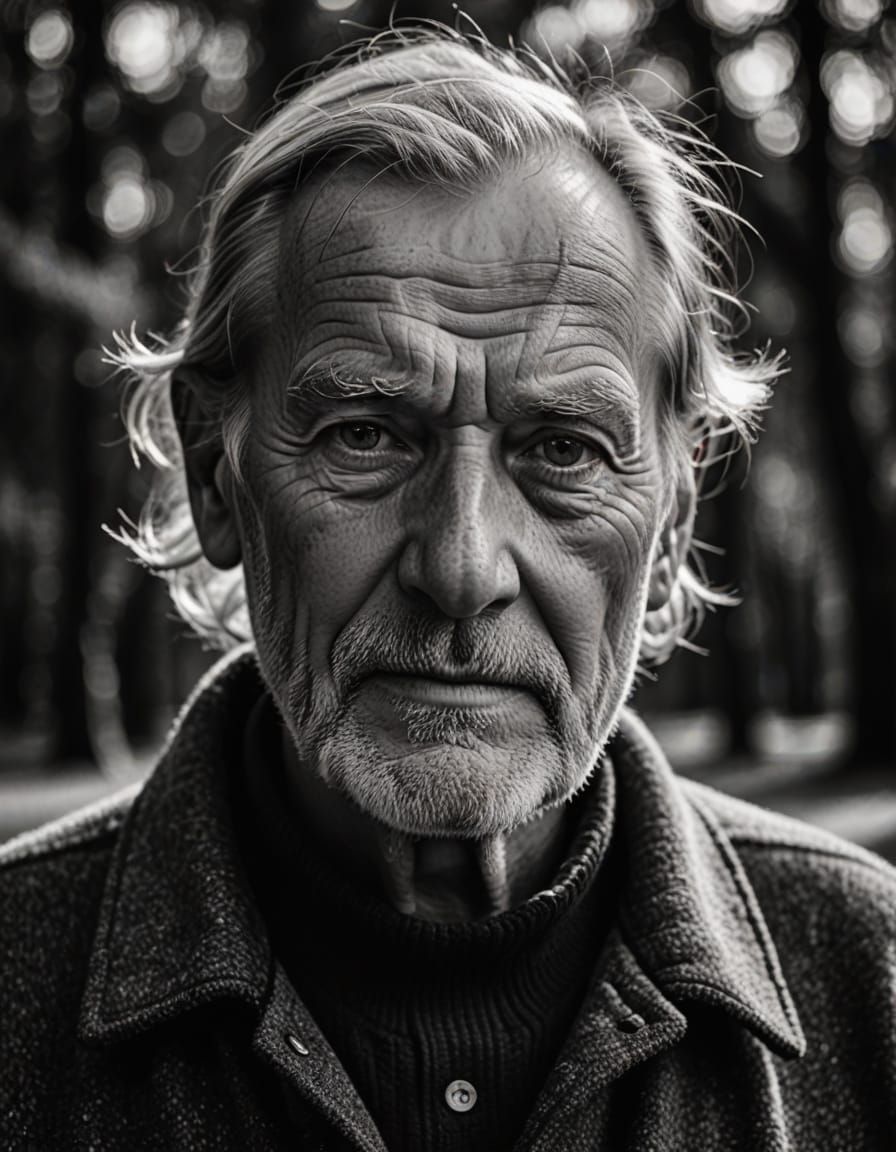 Striking B&W Portrait of Elderly Finnish Man