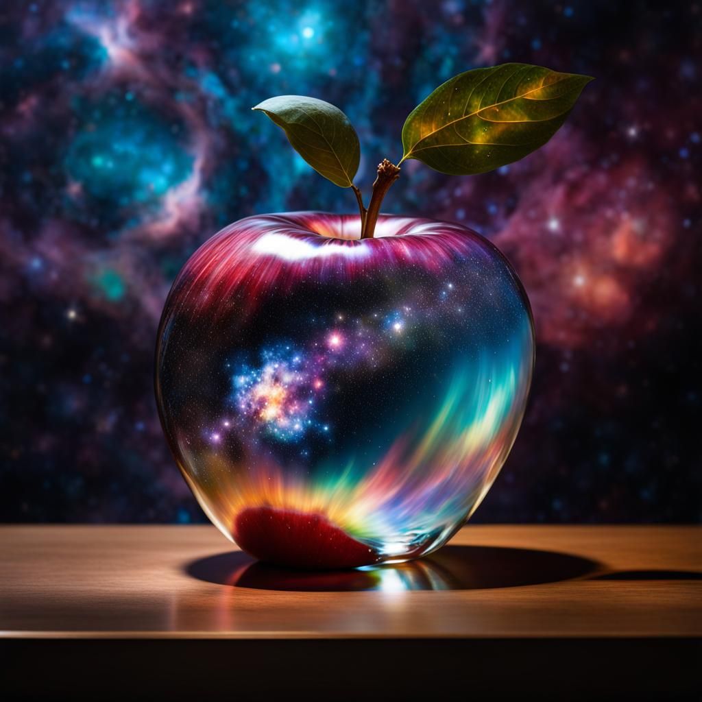 Glass Apple Encapsulating a Stormy Galaxy