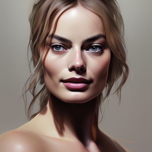 Margot Robbie Portrait in Art Nouveau Style