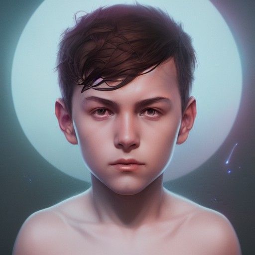 Astral Moon Boy Portrait in Ethereal Style