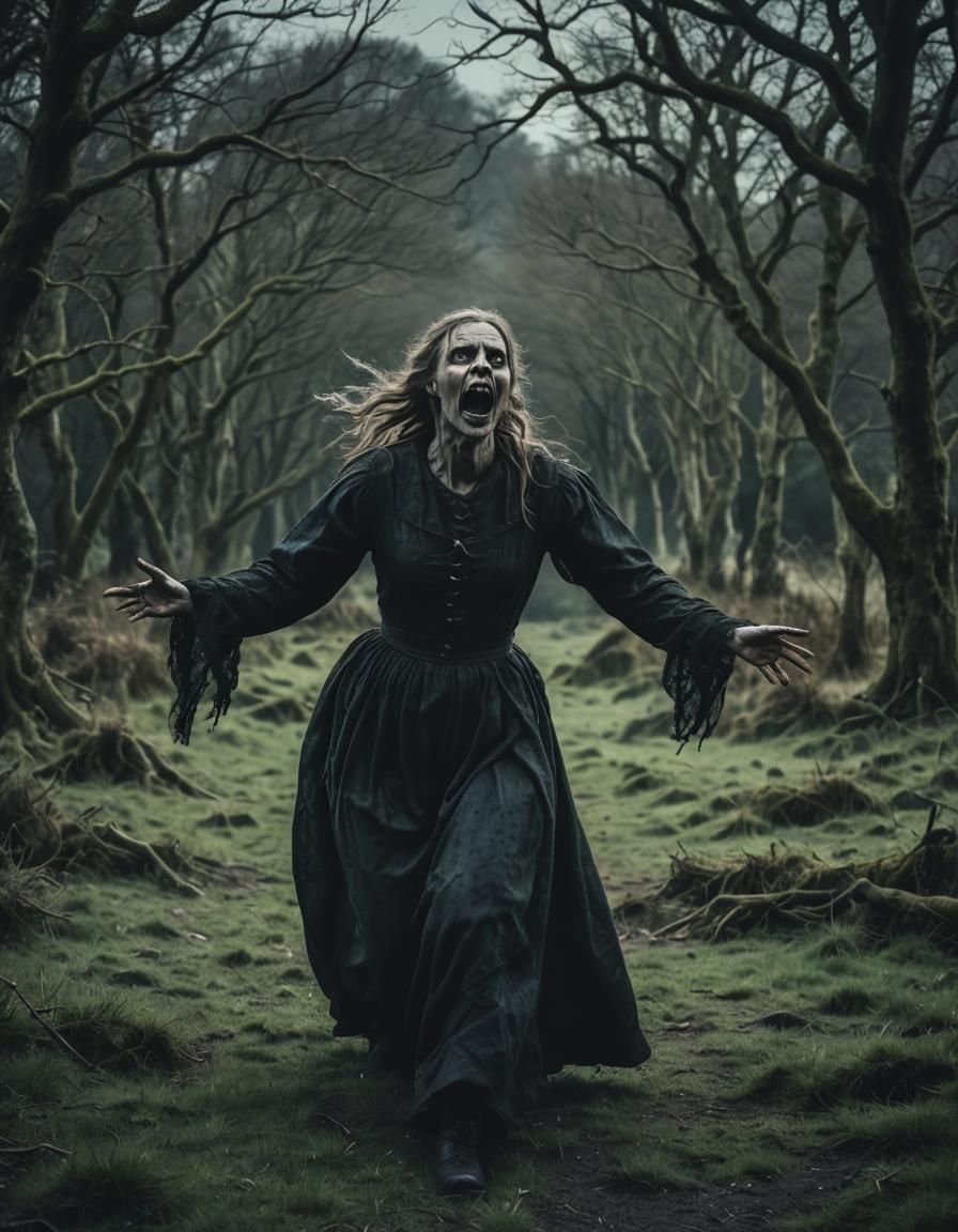 Eerie Banshee Screams in Dark Irish Countryside