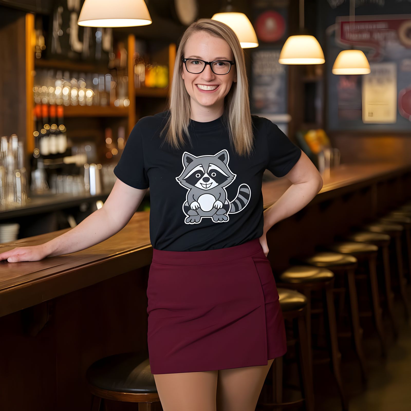 Bubbly Barista in Whimsical College Pub Setting