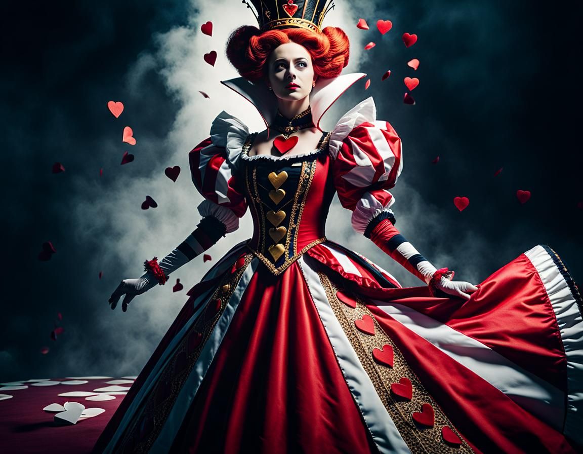 Detailed Portrait of Queen of Hearts in Wonderland