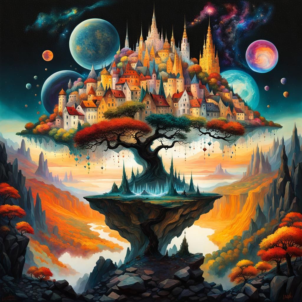 Ethereal Crystal City in Magical Landscape