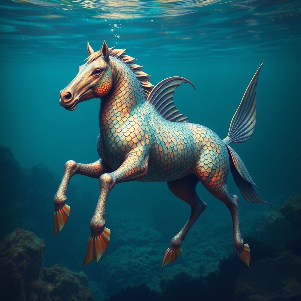 Aquatic Steed: A Merfolk's Underwater Horse