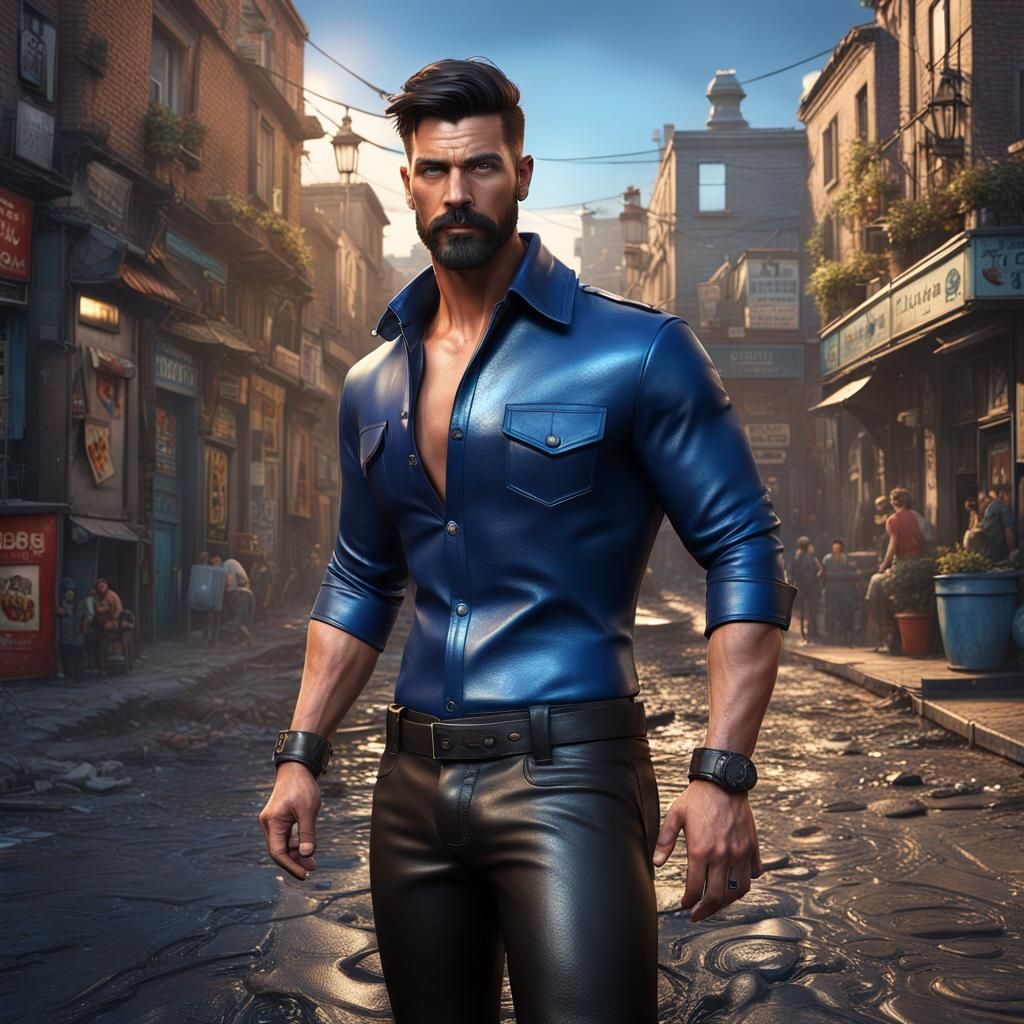 Handsome Man in Leather: Digital Art