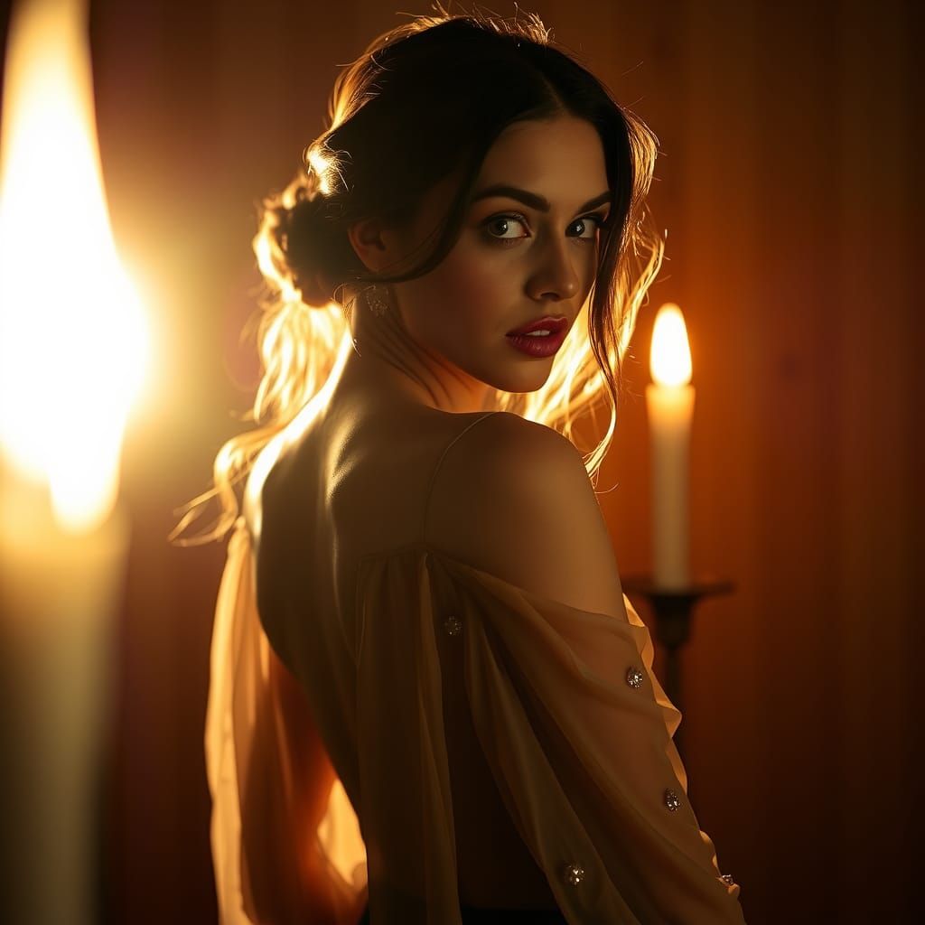 Backlit Woman in Sheer Clothing Portrait