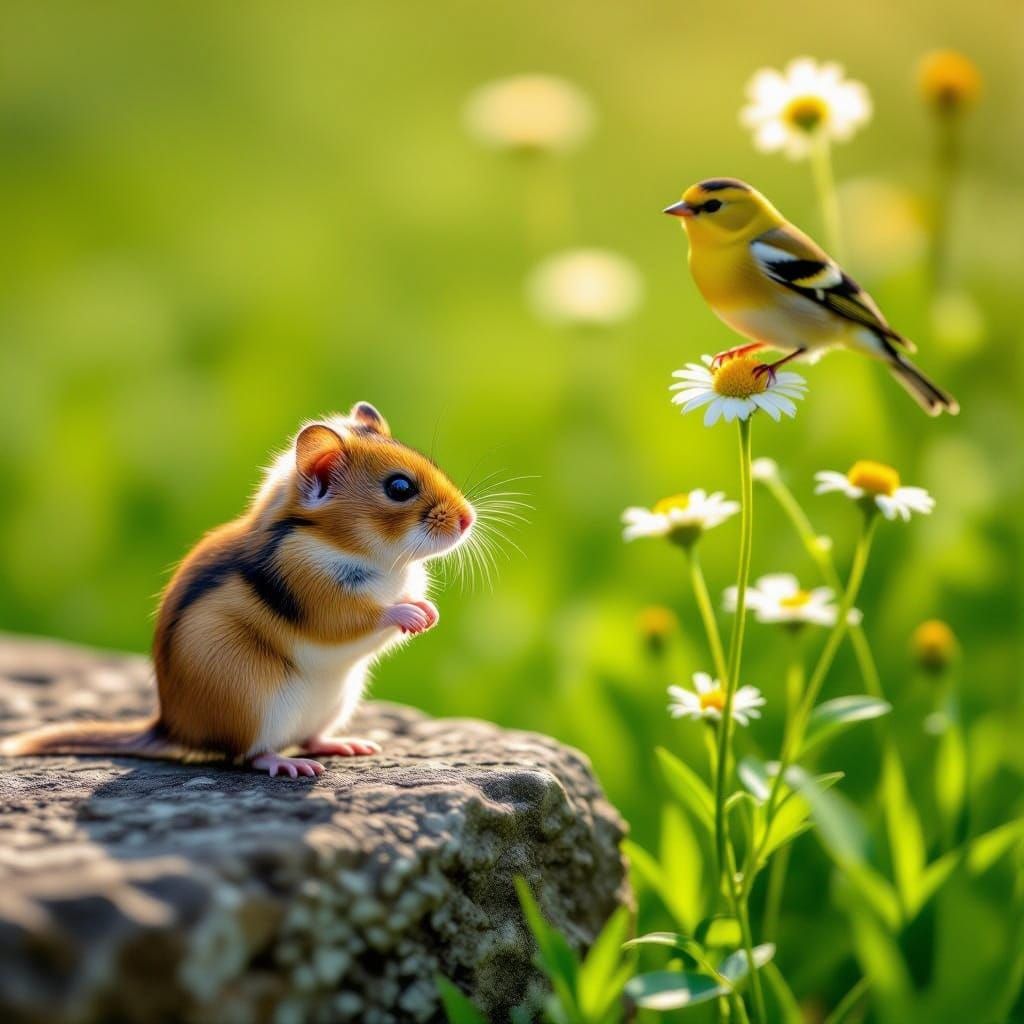 Tiny Hamster Alert on Meadow Edge