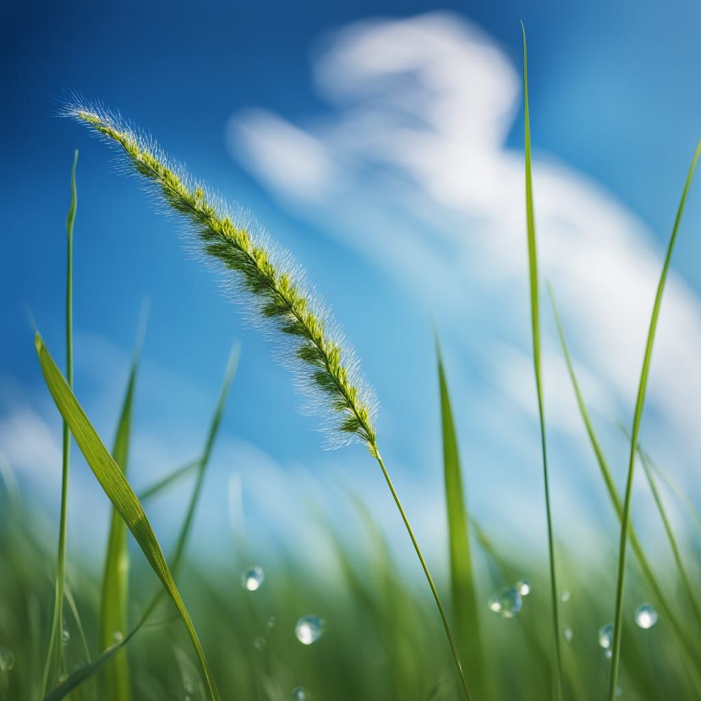 Impressionist Close-up of a Single Blade of Grass