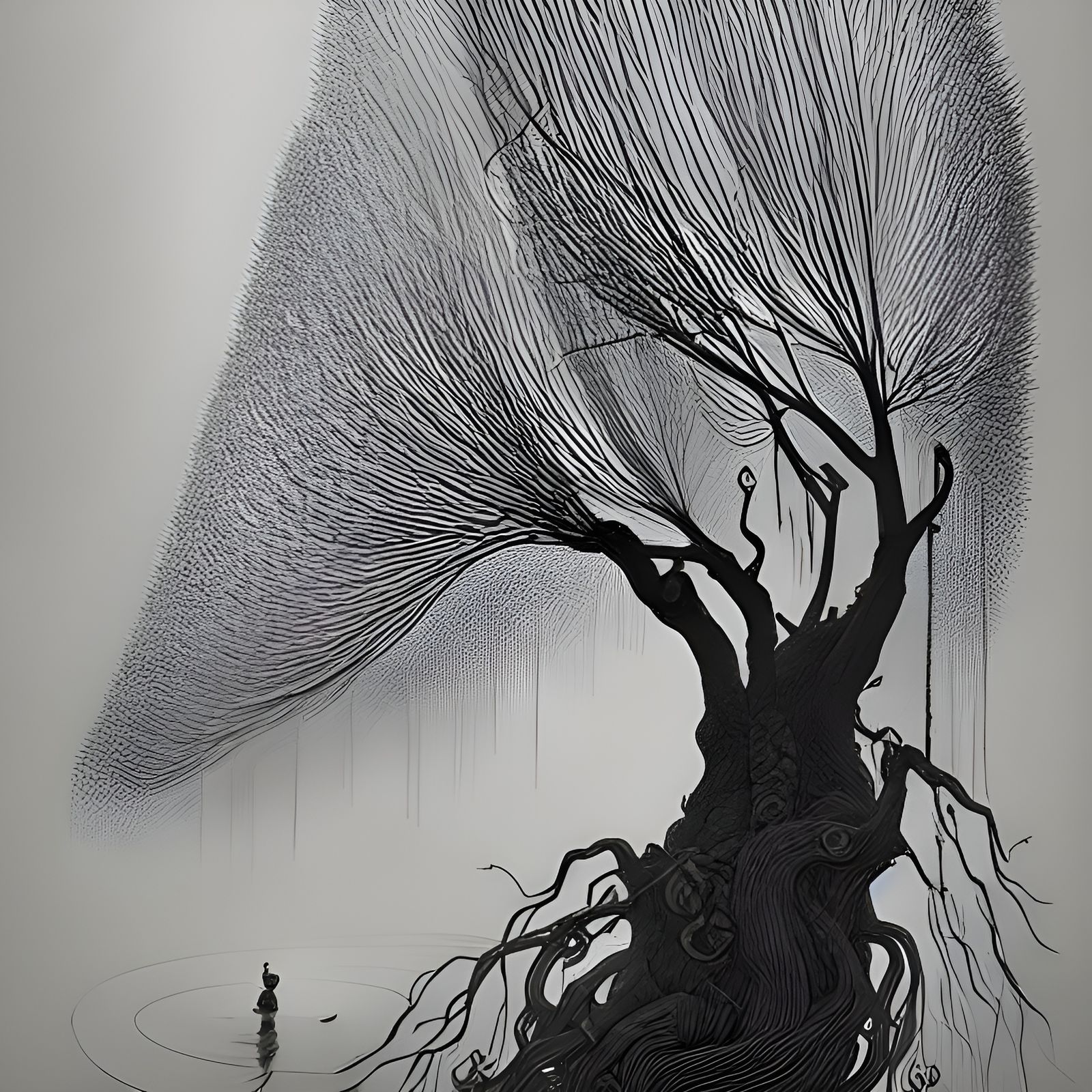 Paddling beneath the rectitude of it's reach