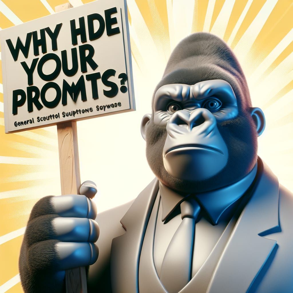 Funny Gorilla Protest Sign in 3D Digital Art