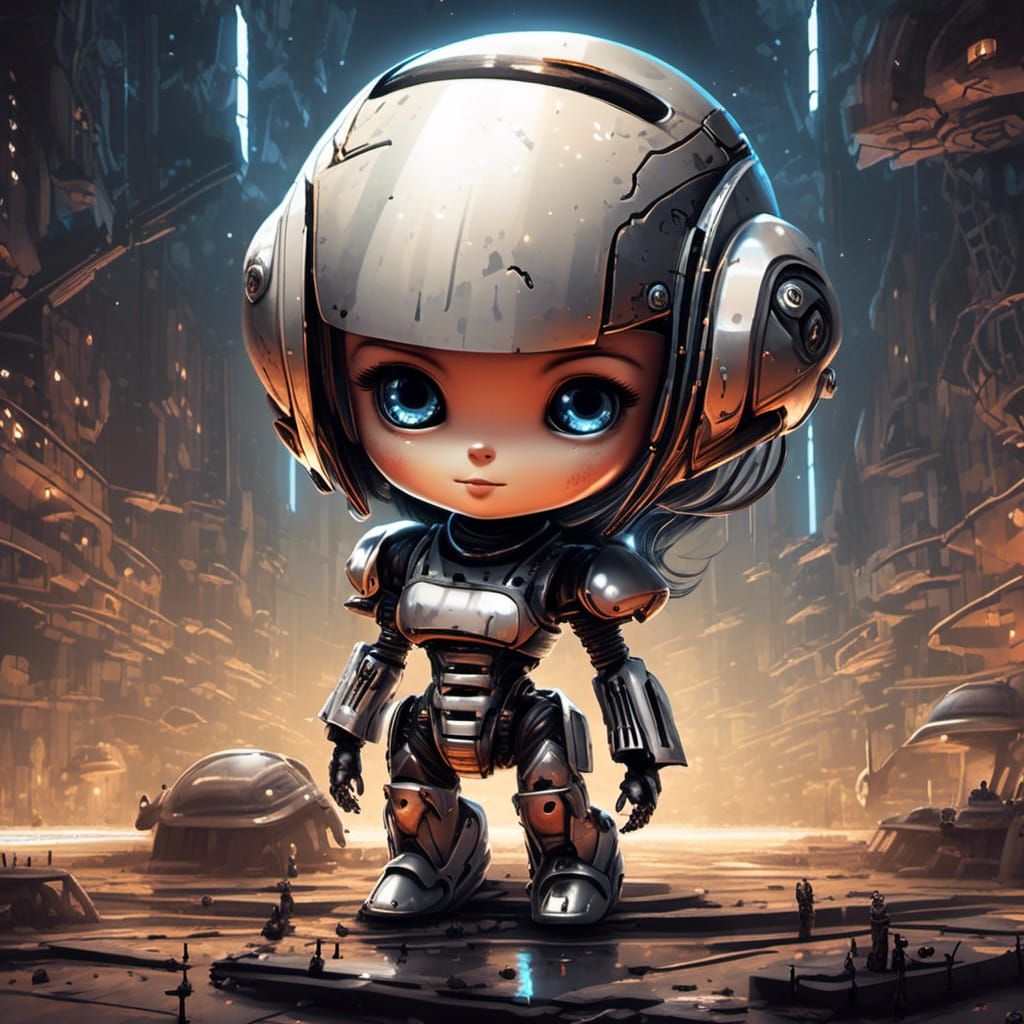 Cute Sci-Fi Battle Angel Android in Robopunk Style