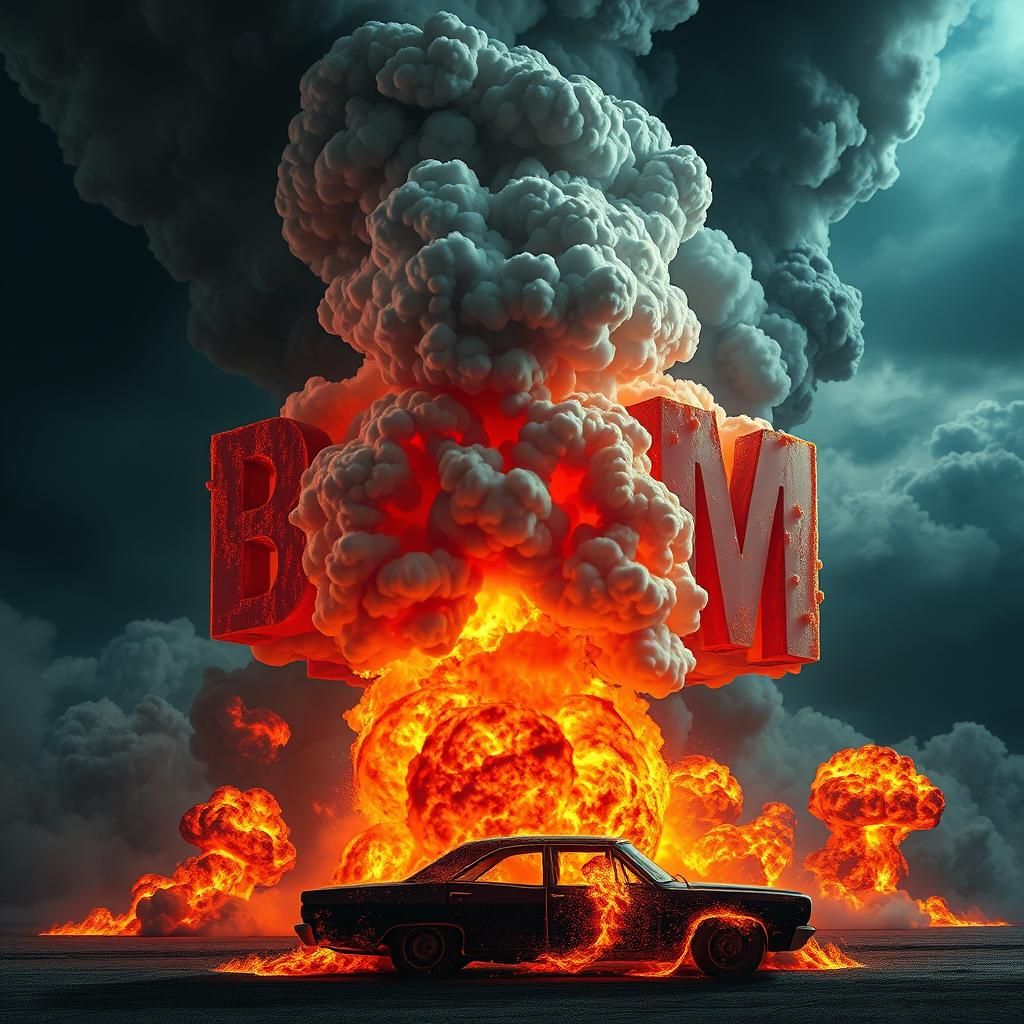 Fiery Explosion Aftermath Creates "BOOM" in Sky