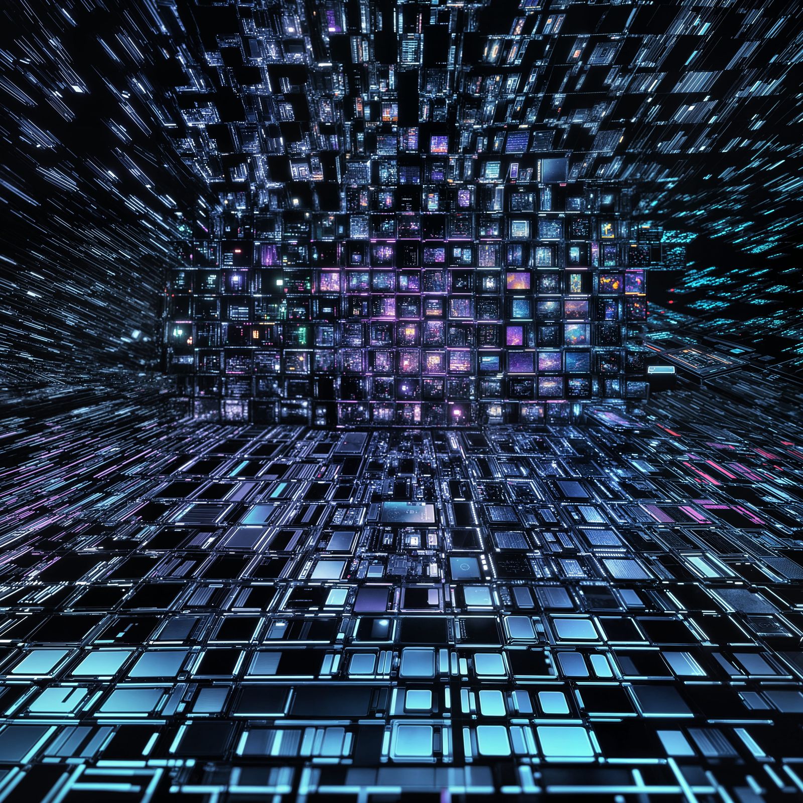 Neon Noir Macro Shot of OLED Pixels