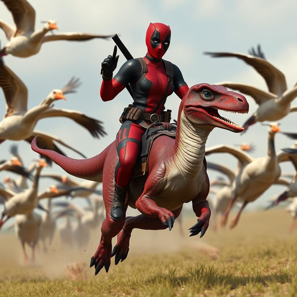 Lady Deadpool's Wild Ride: Velociraptor Escape
