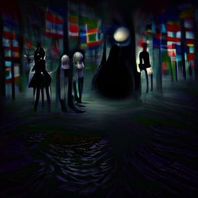 Unsettling Dark World with Shadowy Figures
