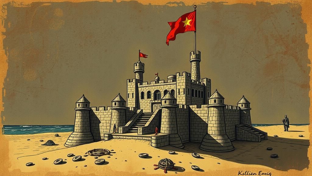 Ornate Sandcastle Poster Art With Brocade Pattern