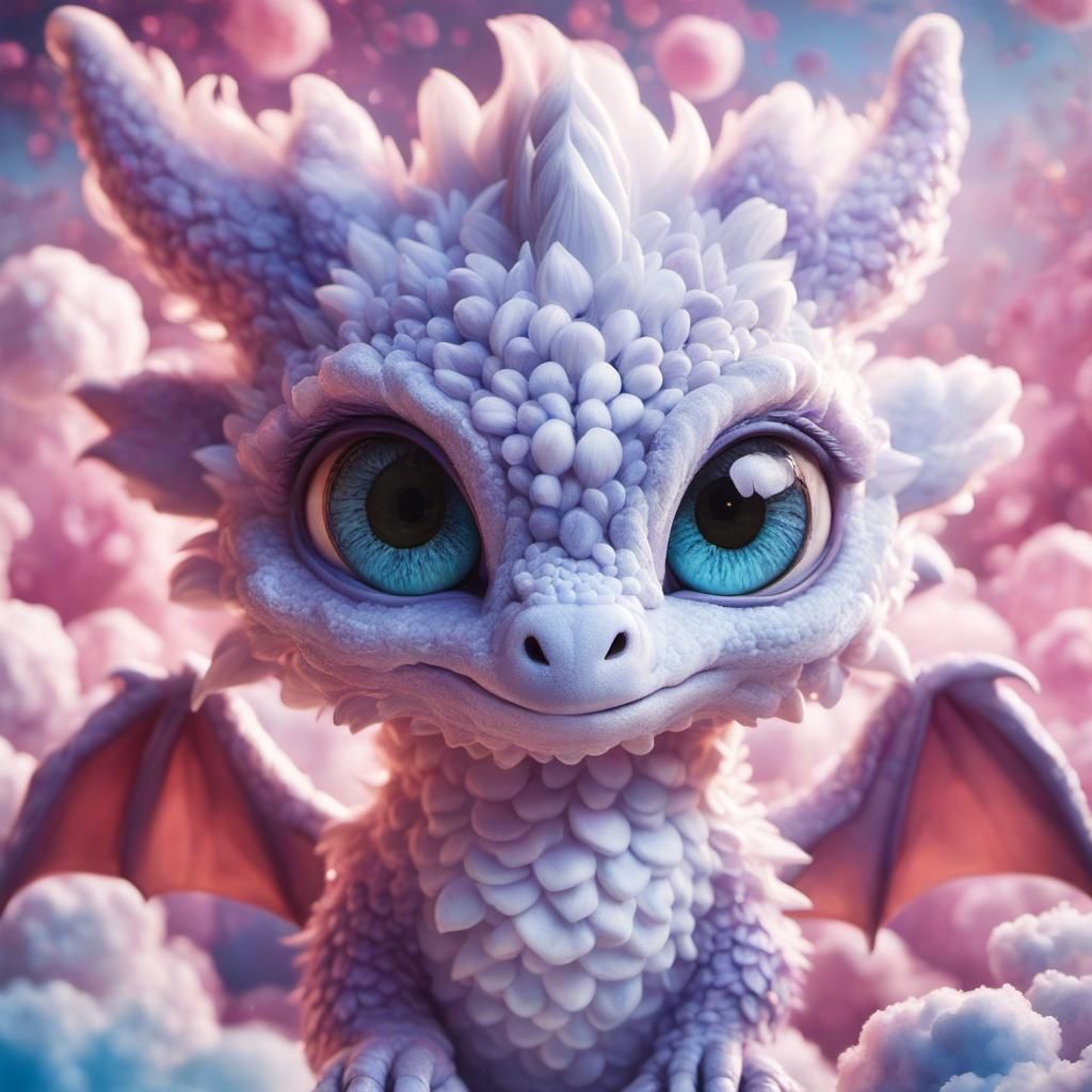 Cotton Candy Dragon in Anime Style