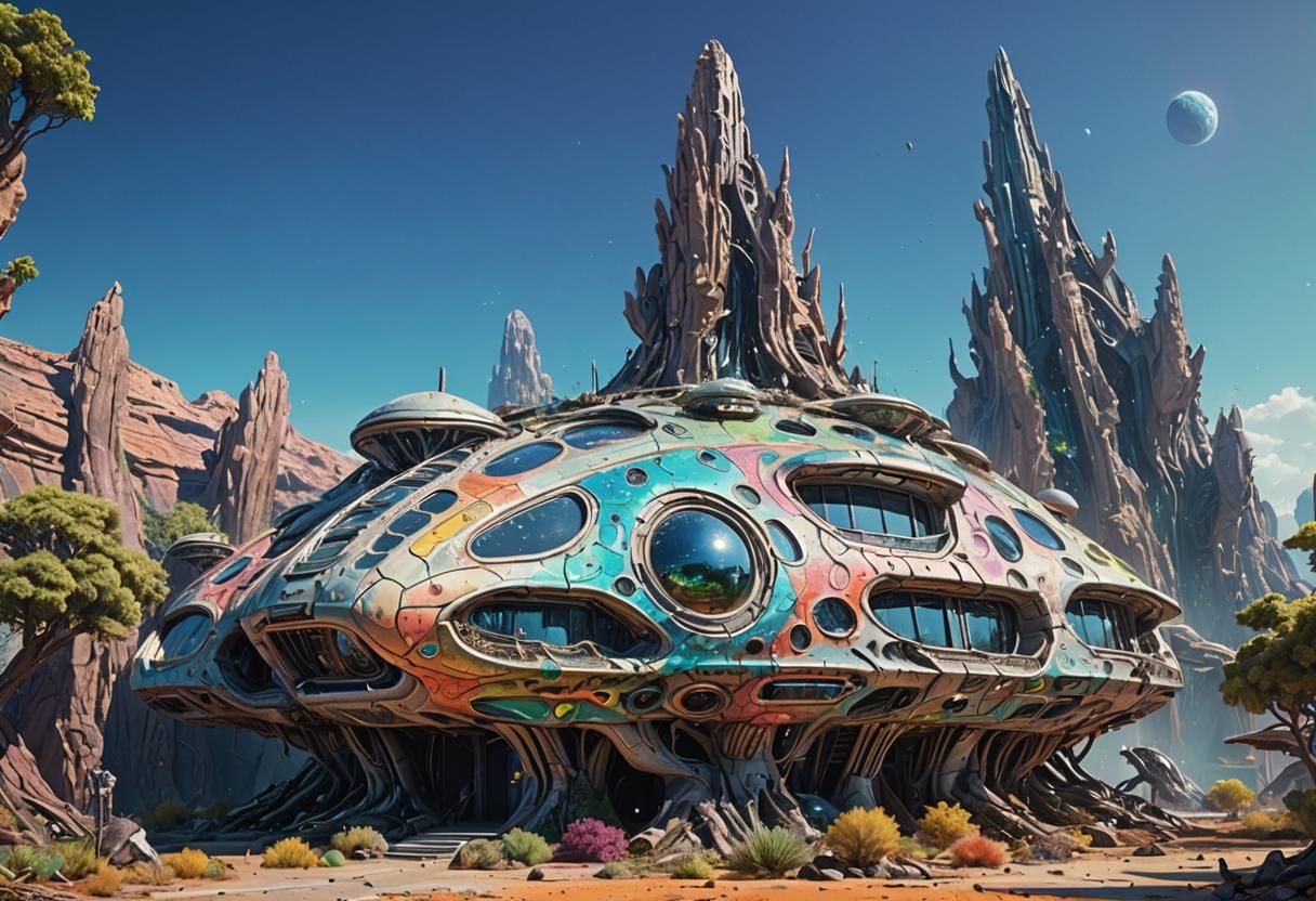 Hyperrealistic Alien Home Portrait in Splash Art Style