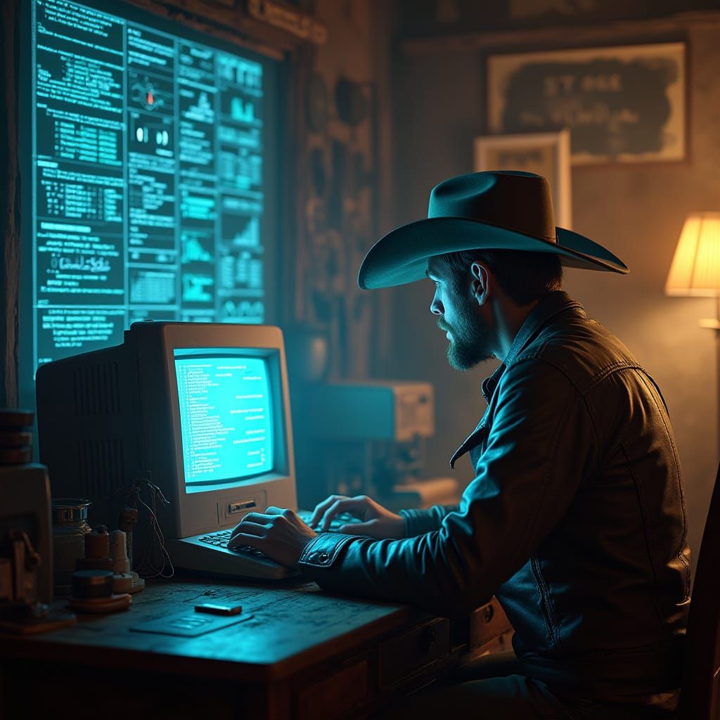 Cowboy in Cyberpunk Data Realm