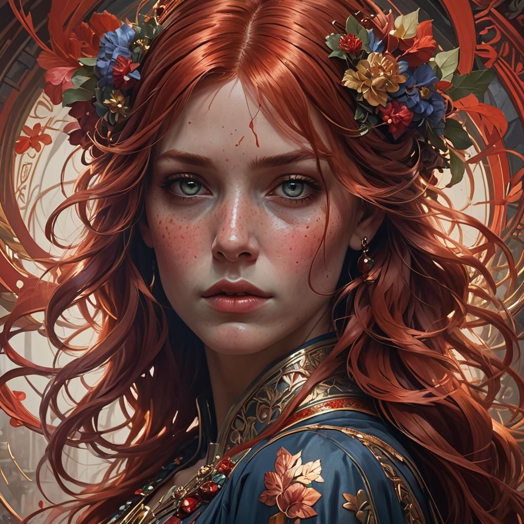 Hyperdetailed Portrait in Red Tones