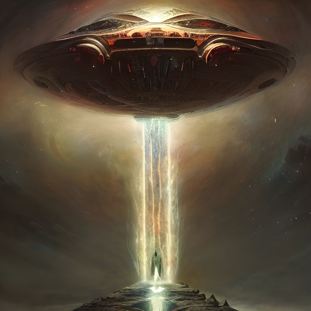 Crashed Alien Mothership in Airbrush Art Style