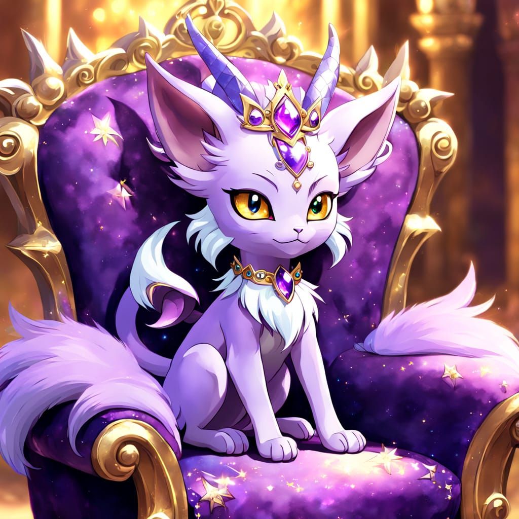 Majestic Espeon with Tiara: 3D Digital Painting