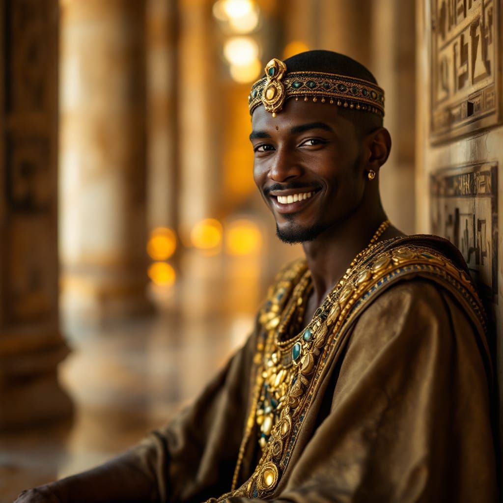Radiant Egyptian Nobleman Portrait in Golden Light