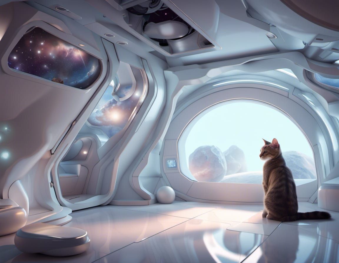 Cat in the spaceship room