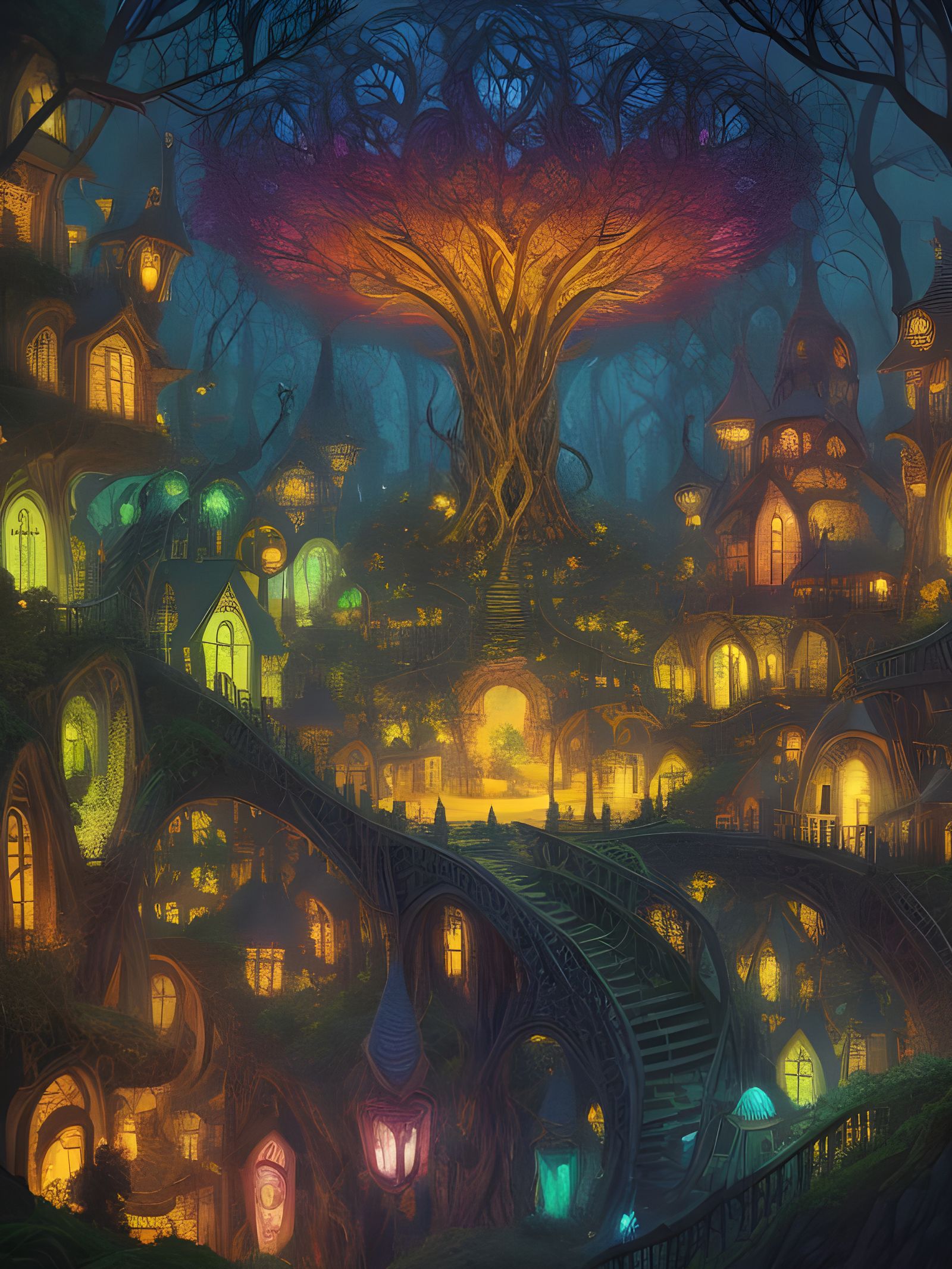 Magical Fairytale Village Optical Illusion in 3D