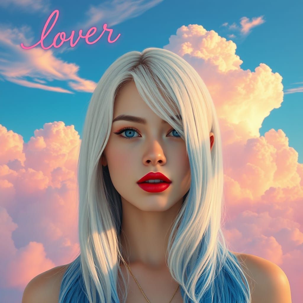 Fantasy Woman Portrait with Pastel Sky