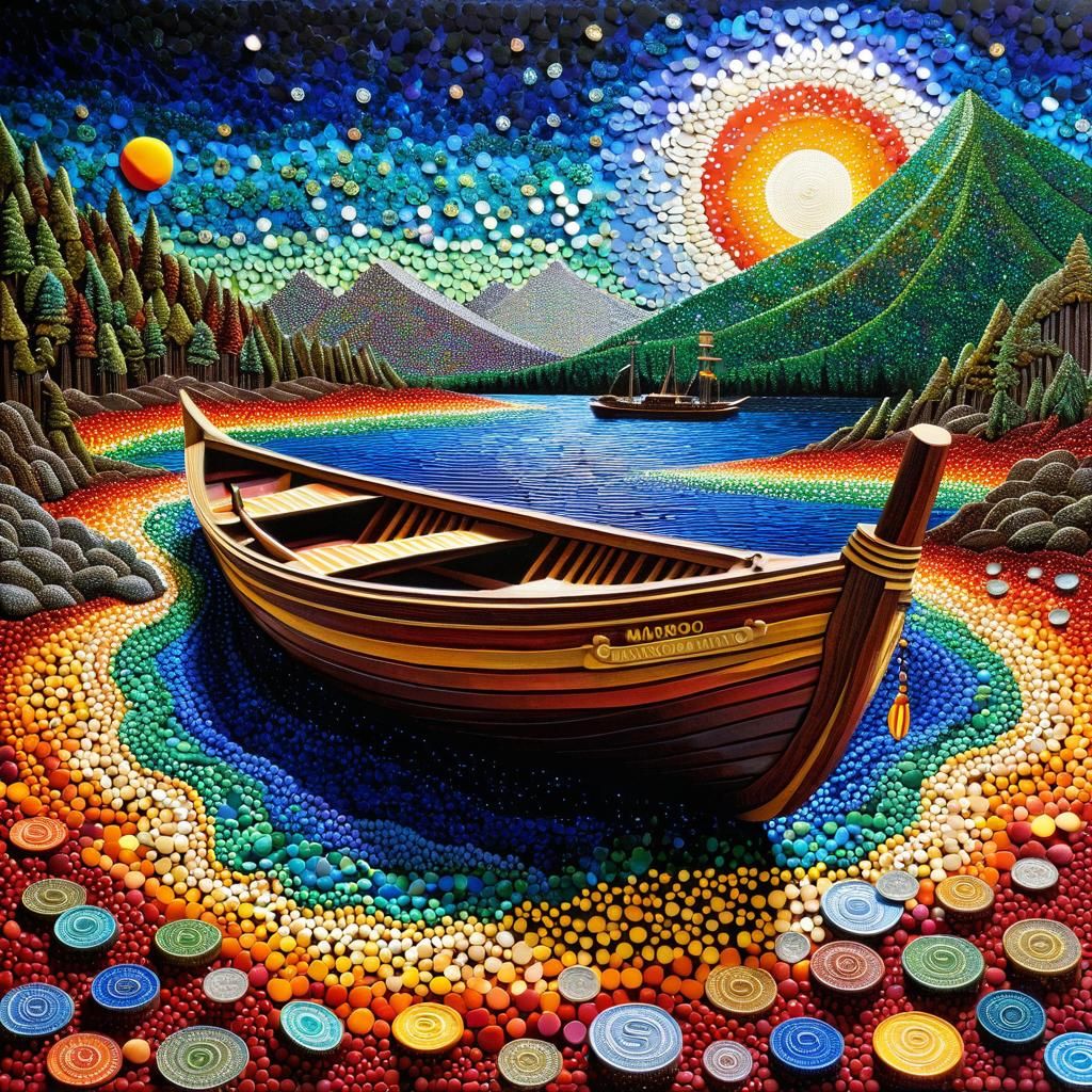 Marooned Money in Pointillist Mixed Media