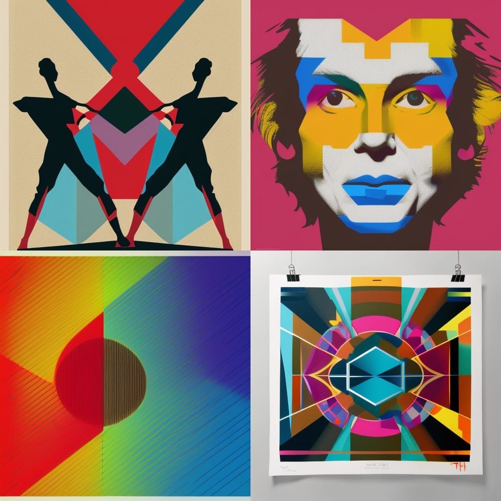 Geometric Pop Art Screen Print of Schiller