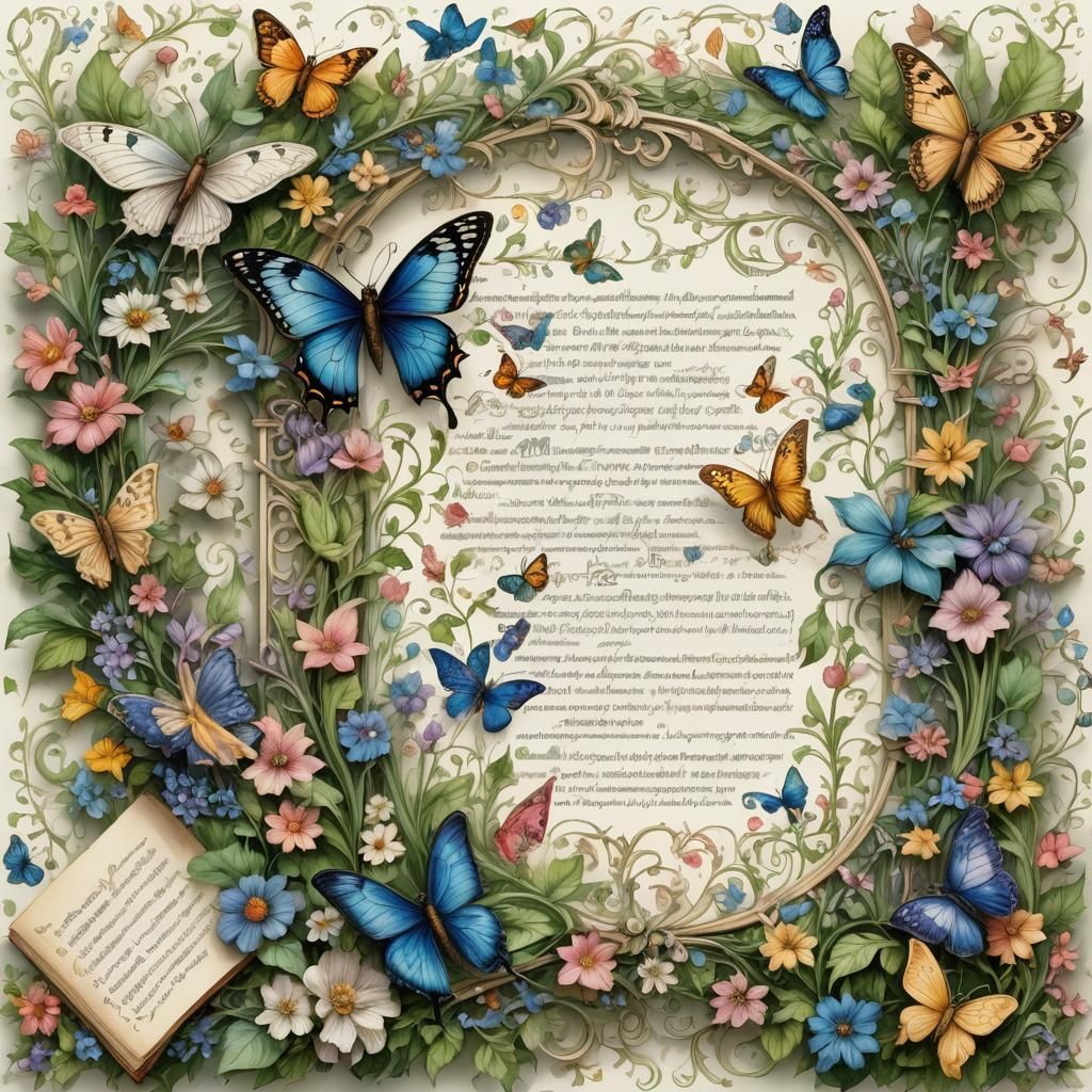 Fairytale Page Design with Victorian Botanical Details