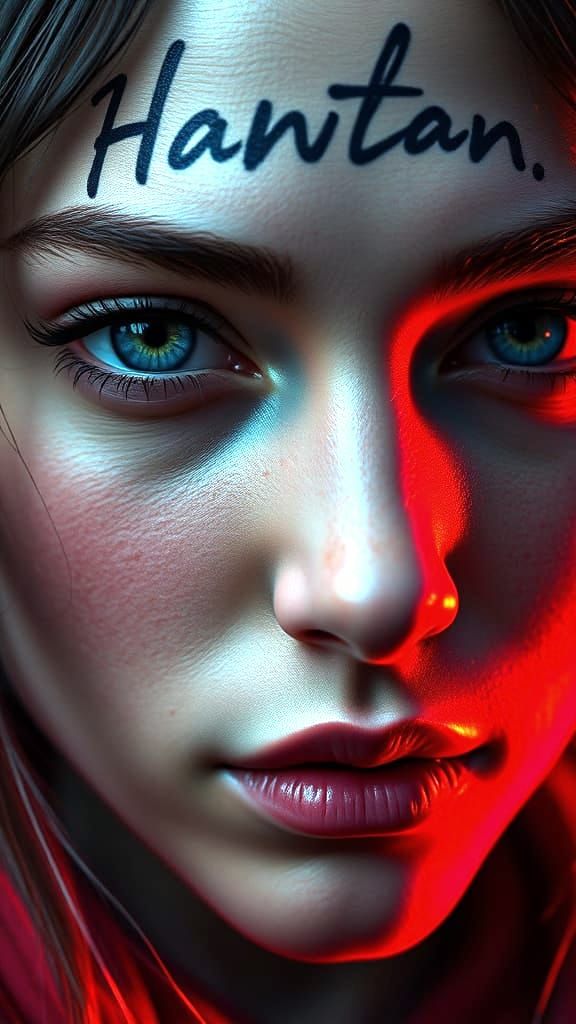 Detailed Matte Painting: Woman with Name on Forehead