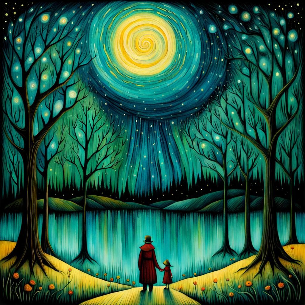 Abstract Expressionist Painting in Post-Impressionist Style