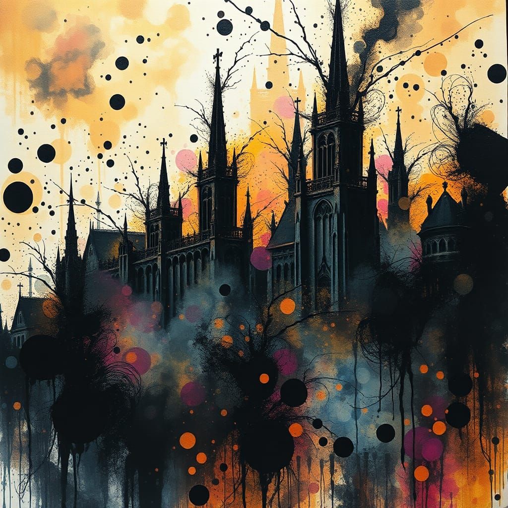 ink splash art - city