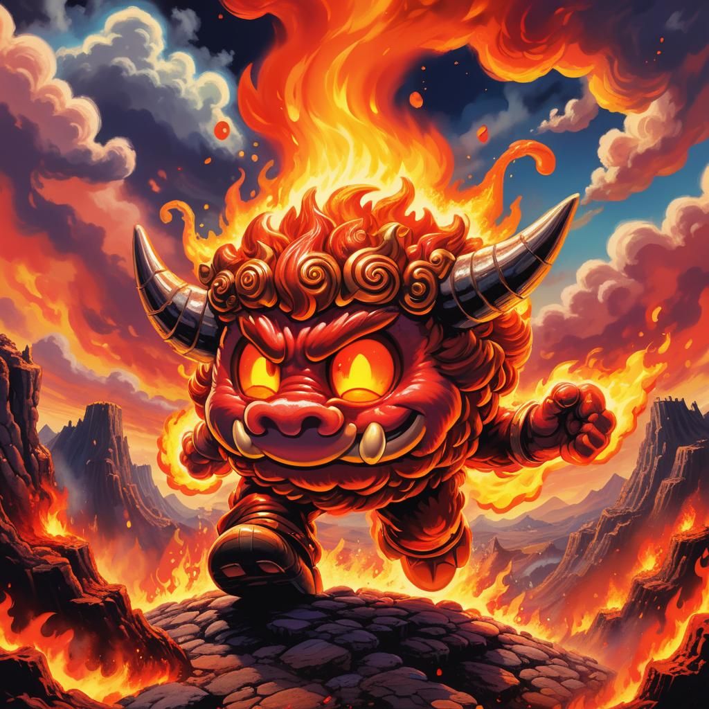 Bull Imp Walks Through Infernal Abyss