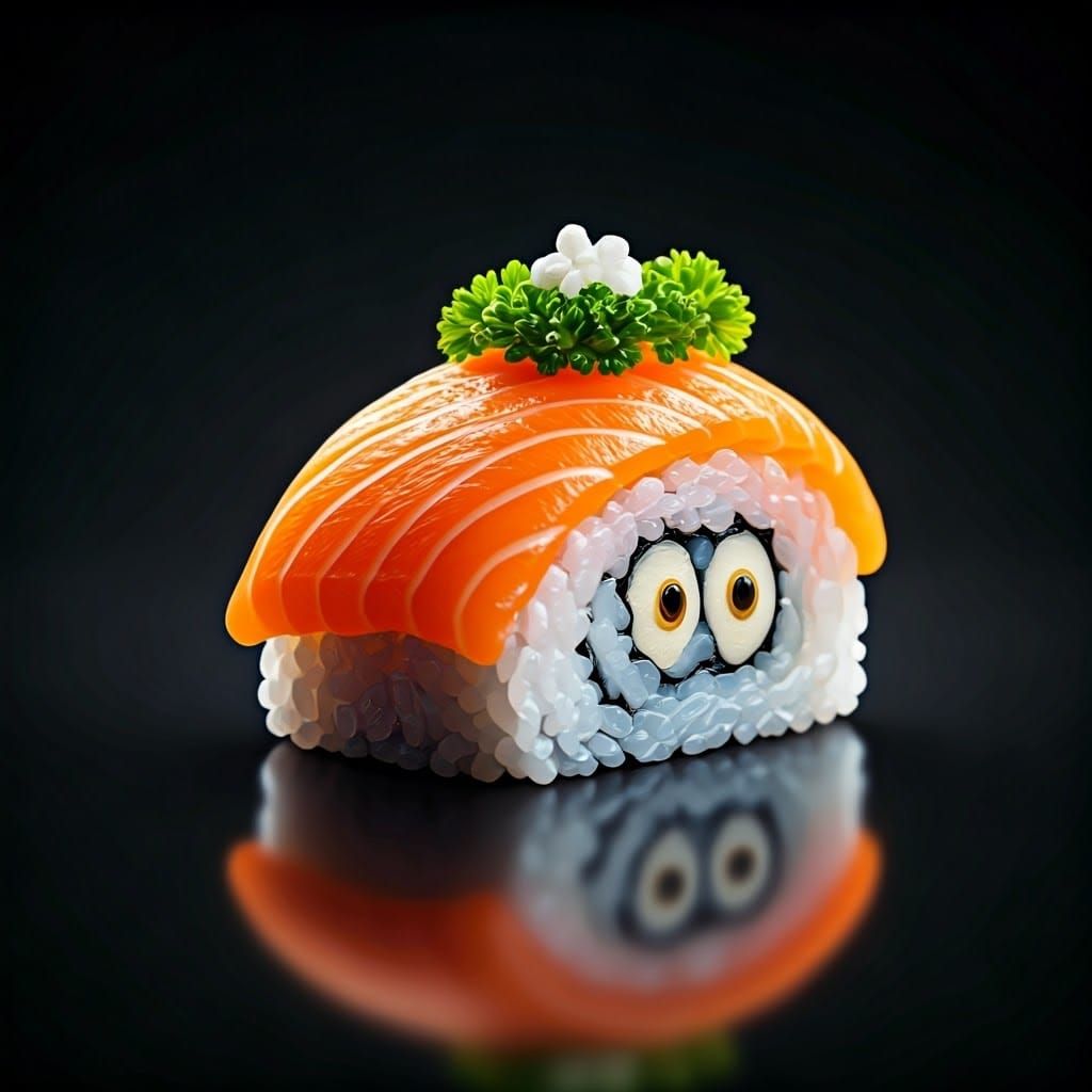 Surreal Sentient Sushi in Whimsical Artistic Style
