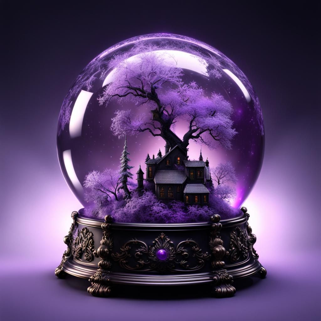Cosmic Winter World in Delicate Glass Snowglobe
