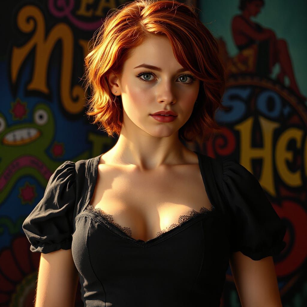 Redhead in Dirndl: Hyperrealistic Art Nouveau Portrait